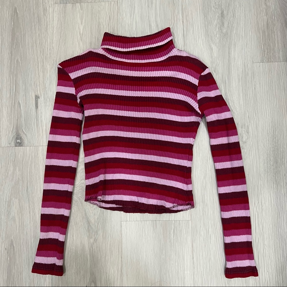 vintage stripped cropped turtle neck
